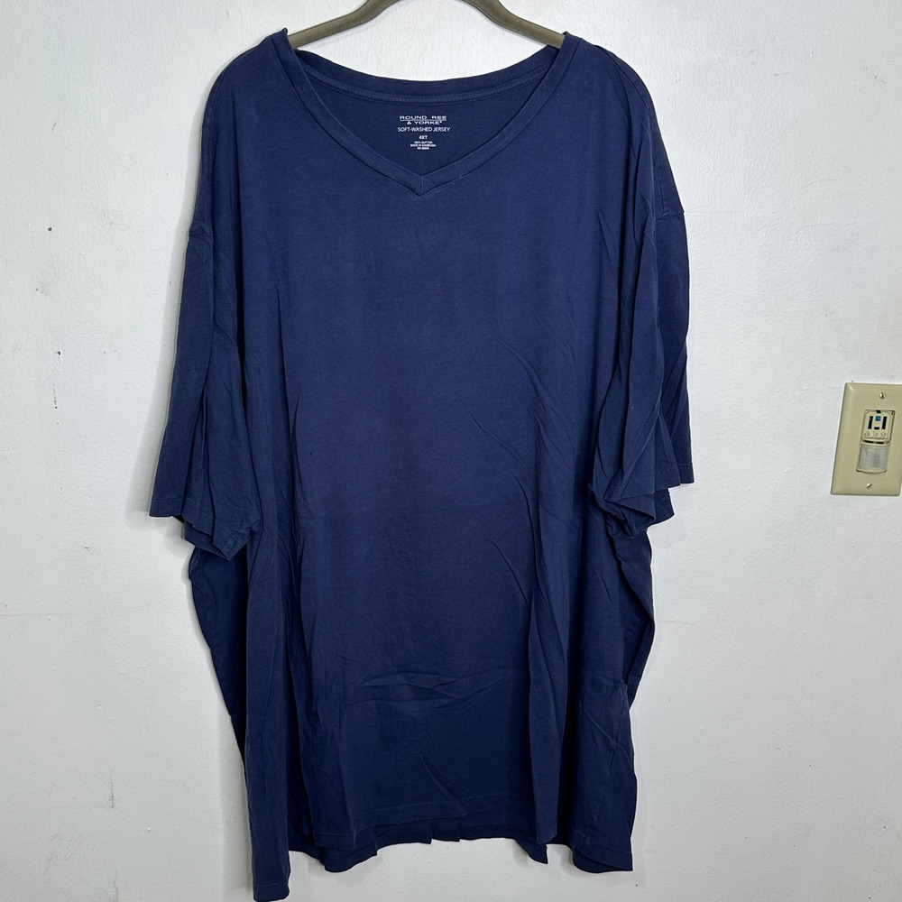 Roundtree & Yorke Mens Navy Blue Soft-Washed Jersey V-Neck T-Shirt 4XT Big Tall‎